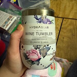 Floral Wine Tumbler - White and Purple